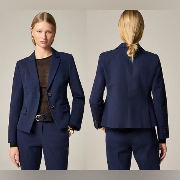 J. Crew Navy Blue Pinstripe Lightweight Wool Blazer Two Button Front Size 8 - Picture 13 of 15